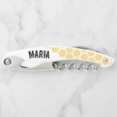 Honey Comb Yellow Individuelle Name Kellnermesser (Vorderseite)