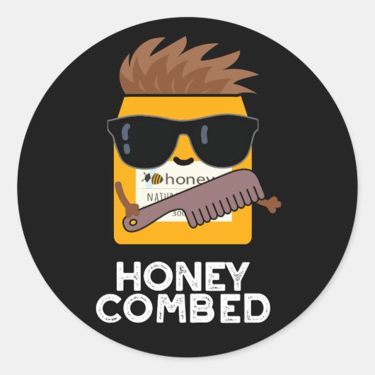 Honey Combed Funny Honey Pun Dark BG Runder Aufkleber (Vorderseite)