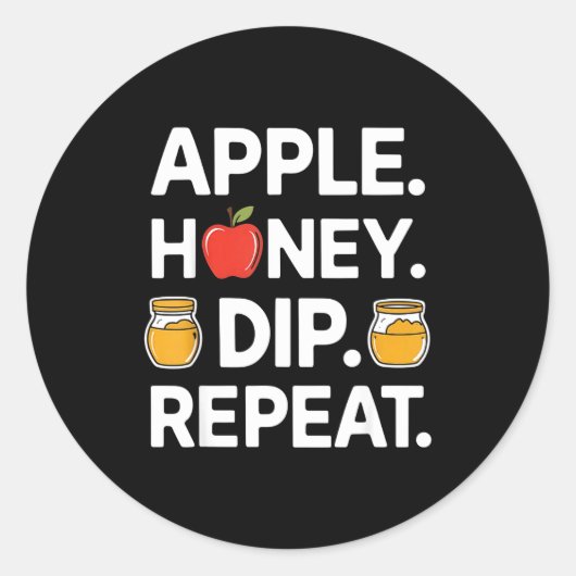 Honey Dip Repeat Funny Rosh Hashanah Jewish New Ye Runder Aufkleber (Vorderseite)