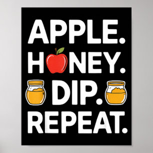 Honey Dip Repeat Lustiges Rosh Hashanah Jüdisches Poster