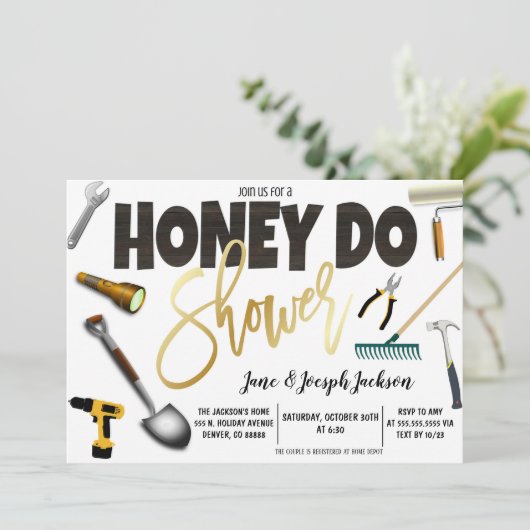 Honey Do Couples Dusche Einladung (Stehend Vorderseite)