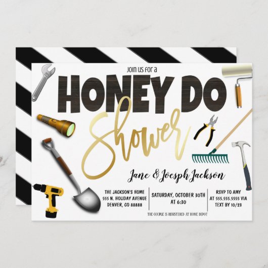 Honey Do Couples Dusche Einladung (Vorne/Hinten)