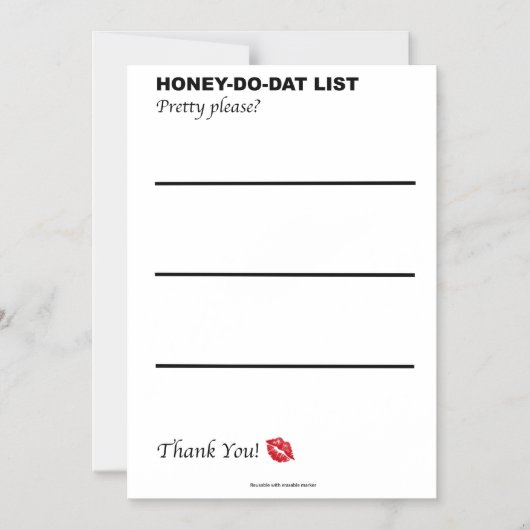 Honey Do Dat List Magneteinladung (Vorderseite)
