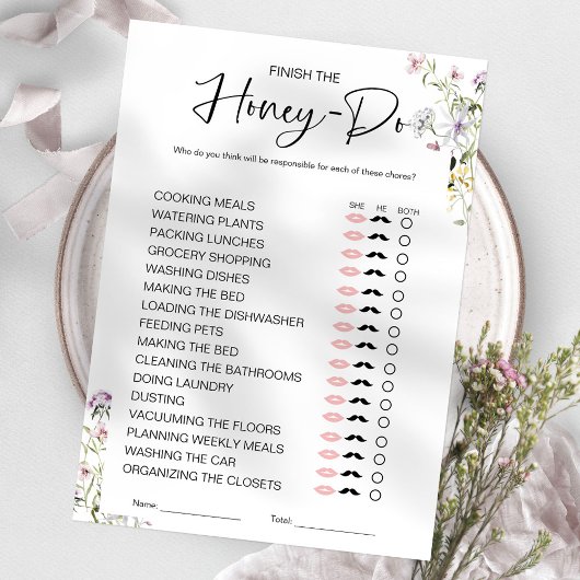 Honey Do List Brautparty Game Einladung