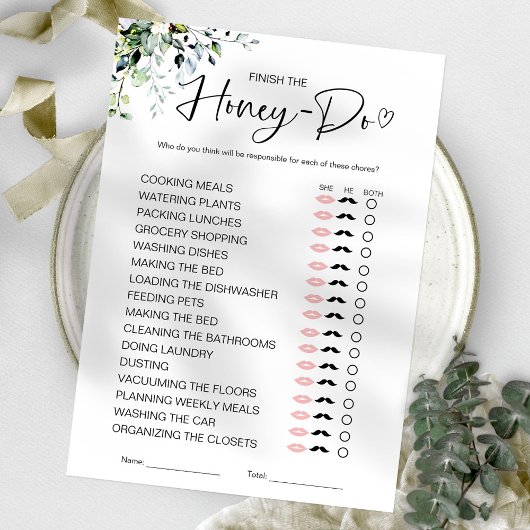 Honey Do List Brautparty Game Einladung