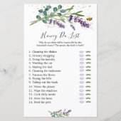 Honey Do List Bridal Game, Lavendel Eucalyptus (Vorderseite)
