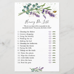 Honey Do List Bridal Game, Lavendel Eucalyptus