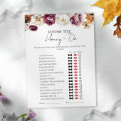 Honey Do List Fall Floral Brautparty Game Card Einladung
