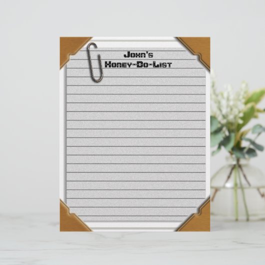 Honey-Do-List-Letterhead-Geschirr (Stehend Vorderseite)