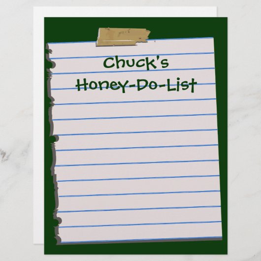 Honey Do List Letterhead Stationery (Vorne/Hinten)