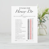 Honey Do List Minimalistisch Brautparty Game Card Einladung (Stehend Vorderseite)