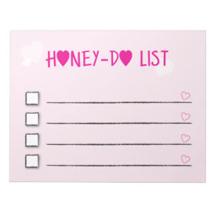 Honey Do List Pink Hearts Checklist Ehefrau Husban Notizblock