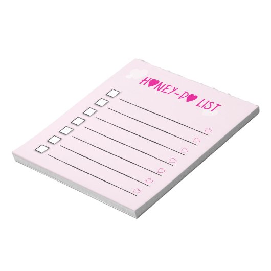 Honey Do List Pink Hearts Checklist Ehefrau Husban Notizblock (Rotiert)