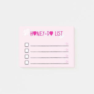 Honey Do List Pink Hearts Checklist Ehefrau Husban Post-it Klebezettel