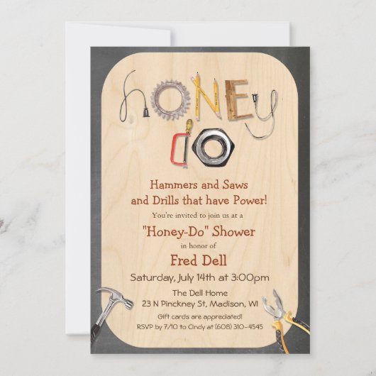 Honey Do Paares Dusche Einladung (Vorderseite)
