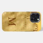 Honey Drip Gold Initial Typography Honigwabe  iPhone Hülle (Rückseite (Horizontal))