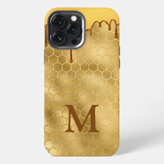 Honey Drip Gold Initial Typography Honigwabe  iPhone Hülle (Rückseite)