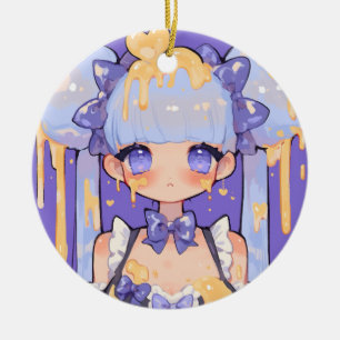 Honey Drip Kawaii Chibi Mädchen Keramik Ornament