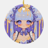 Honey Drip Kawaii Chibi Mädchen Keramik Ornament (Hinten)