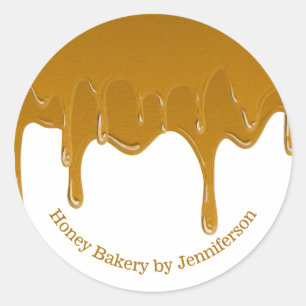 Honey Drip Sweets Bakery Gold Elegant Glas Runder Aufkleber