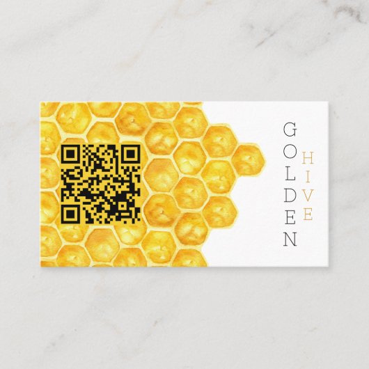 Honey Farm QR Code Honey Comb Modern Simple Visitenkarte (Vorderseite)