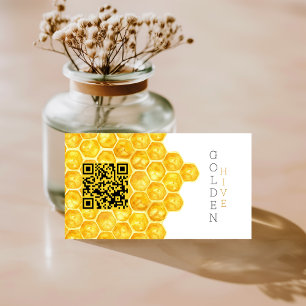 Honey Farm QR Code Honey Comb Modern Simple Visitenkarte