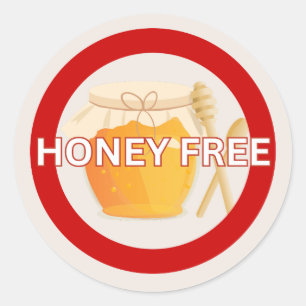 Honey Free Food Allergy Alert Classic Runder Aufkleber