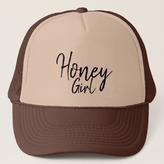 Honey Girl Women's Tan & Brown Trucker Hat Truckerkappe (Vorderseite)