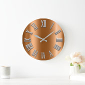 Honey Gold Gray Metallic Grey Silver Roman Number Große Wanduhr (Zuhause)