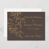 Honey Gold Herbstblumenhochzeit retten Datum Ankündigungspostkarte (Vorne/Hinten)