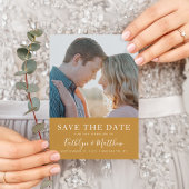 Honey Gold Moderne Typografie Einfaches Foto Hochz Save The Date