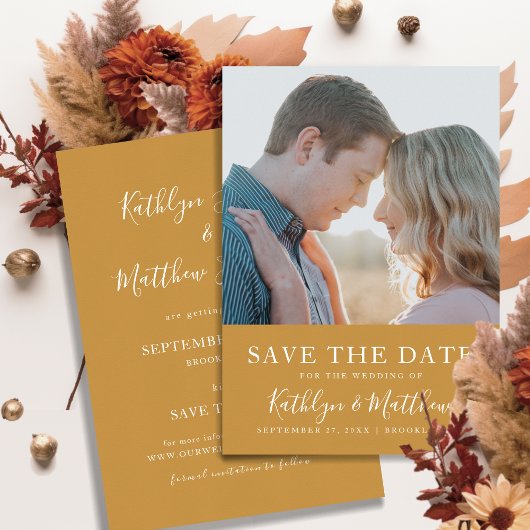 Honey Gold Moderne Typografie Einfaches Foto Hochz Save The Date