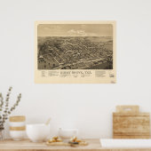 Honey Grove Texas 1886 Antique Panoramabalkarte Poster (Küche)