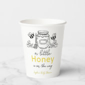 Honey Hand-drawn Jar & Bees White Baby Shower Pappbecher (Rückseite)