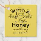 Honey Hand-drawn Jar & Bees Yellow Baby Shower Geschenkanhänger (Vorderseite)