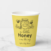 Honey Hand-drawn Jar & Bees Yellow Baby Shower Pappbecher (Vorderseite)