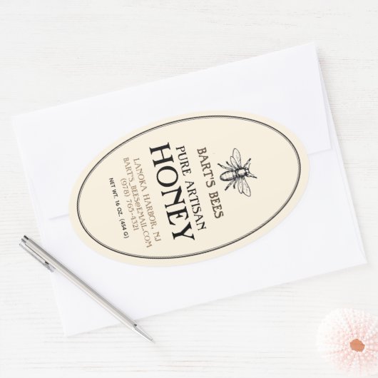 Honey Heraldic Bee Oval Border Sticker (Umschlag)