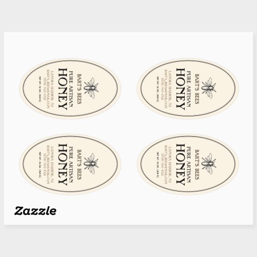 Honey Heraldic Bee Oval Border Sticker (Blatt)