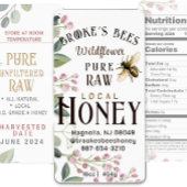 Honey HEX PANEL handbemalt Biene & Blume 16oz JAR Adressaufkleber