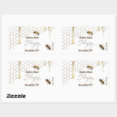 Honey Hexagon Jar Label mit Honigwabe und Bienen Rechteckiger Aufkleber (Blatt)