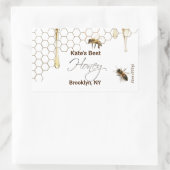 Honey Hexagon Jar Label mit Honigwabe und Bienen Rechteckiger Aufkleber (Tasche)
