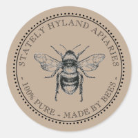 Honey Individuelle Name Deep Brown Bee Label