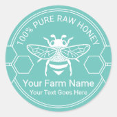 Honey Jar Bee Honey Apiary Aquamarin Beekeeper Far Runder Aufkleber (Vorderseite)