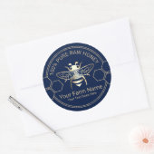 Honey Jar Bee Honey Apiary Beekeeper Navy & Gold Runder Aufkleber (Umschlag)