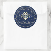 Honey Jar Bee Honey Apiary Beekeeper Navy & Gold Runder Aufkleber (Tasche)