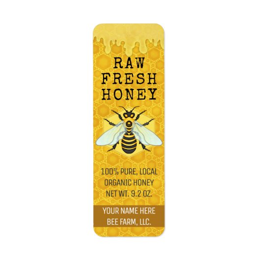 Honey Jar Bee Labels | Honigbiene Honeycomb Apiary (Vorne)