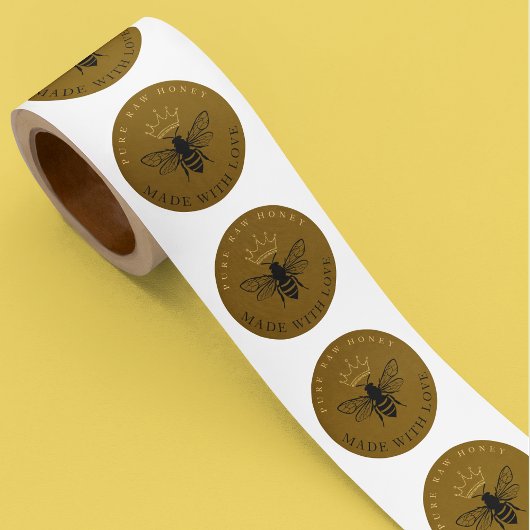 Honey Jar Beekeeping Apiary Farm Gold Runder Aufkleber