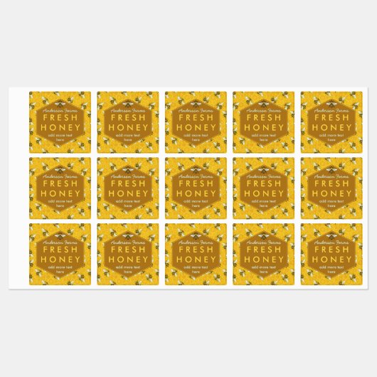 Honey Jar Bees and Honeycomb Apiary Farm Business Etiketten (Blatt)