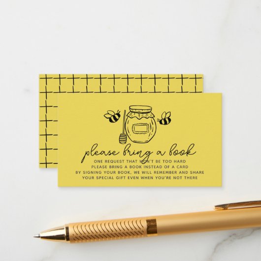 Honey Jar & Bees Baby Shower Book Request Begleitkarte (Vorderseite/Rückseite Beispiel)