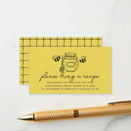Honey Jar & Bees Bridal Shower Recipe Request Begleitkarte